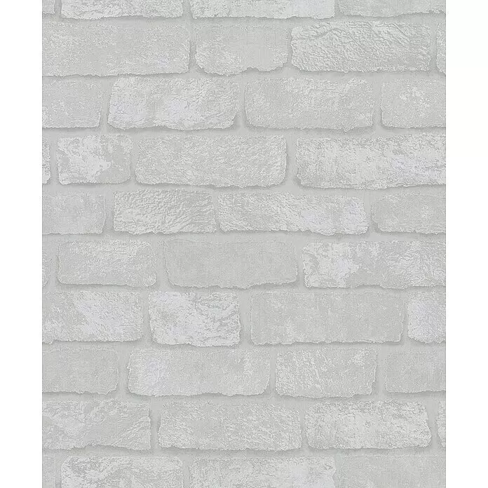 Marburg Sand & Stones Vliestapete Steinmauer II - Hellgrau, Steinoptik, 10,05 x 0,53 m - Hellgraues Ziegelmauerwerk-Muster für Wandverkleidung.