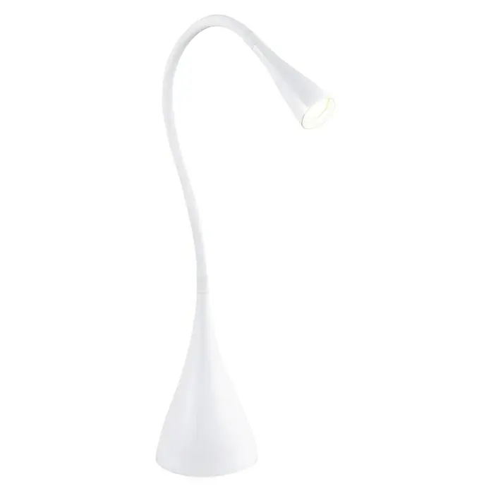 LED-Tischleuchte Flex - 3,5 W, L x B x H: 11 x 11 x 48,5 cm, Weiß, Warmweiß - Weiße Schreibtischlampe mit flexiblem Hals und kegelförmigem Fuß, ideal für den modernen Arbeitsplatz oder Nachttisch.