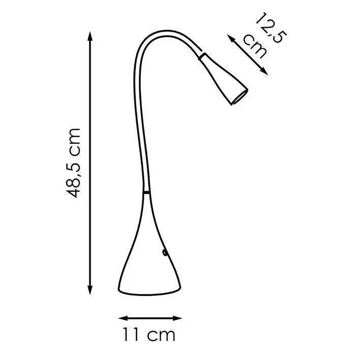 LED-Tischleuchte Flex - 3,5 W, L x B x H: 11 x 11 x 48,5 cm, Weiß, Warmweiß - Abbildung einer eleganten Schreibtischleuchte mit den Maßen 48,5 cm Höhe, 11 cm Basisbreite und 12,5 cm Lampenkopflänge zur Info.