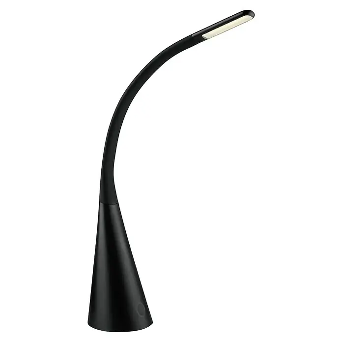 Home Sweet Home LED-Tischleuchte - 3,5 W, L x B x H: 28,5 x 28,5 x 66 cm, Schwarz, Warmweiß - Schwarze LED-Tischleuchte mit einem gebogenen Arm und einem konischen Sockel, ideal für Schreibtische und Nachttische.