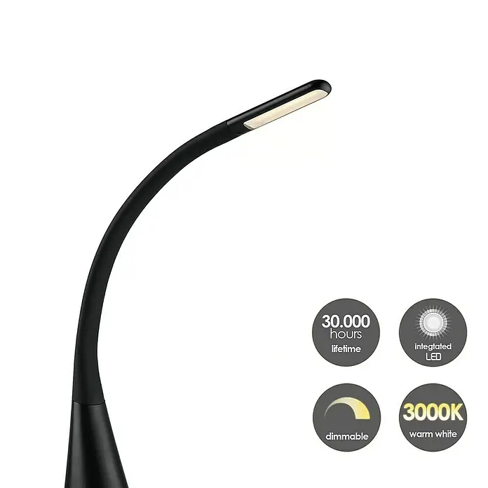 Home Sweet Home LED-Tischleuchte - 3,5 W, L x B x H: 28,5 x 28,5 x 66 cm, Schwarz, Warmweiß - Elegante schwarze Schreibtischlampe mit integriertem LED-Licht und langer Lebensdauer. Ideal für Büro und Zuhause.
