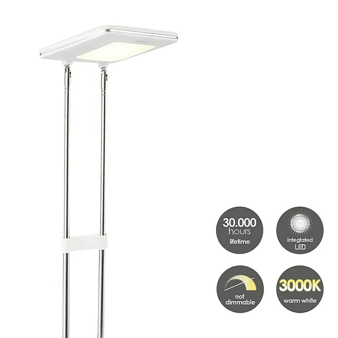 LED-Tischleuchte Check - 2,5 W, L x B x H: 10,5 x 10,5 x 31,5 cm, Weiß, Warmweiß - Stehleuchte mit 30.000 Stunden Lebensdauer, integriertem LED-Leuchtmittel, nicht dimmbar und warmweißem Licht (3000K).