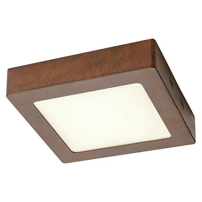 Home Sweet Home LED-Deckenleuchte Ska - 12 W, L x B x H: 17 x 17 x 4 cm, Rost, Warmweiß - Quadratische Deckenleuchte mit Rahmen in Rostoptik und weißer, diffuser Lichtfläche. Ideale Beleuchtungslösung für moderne Innenräume.