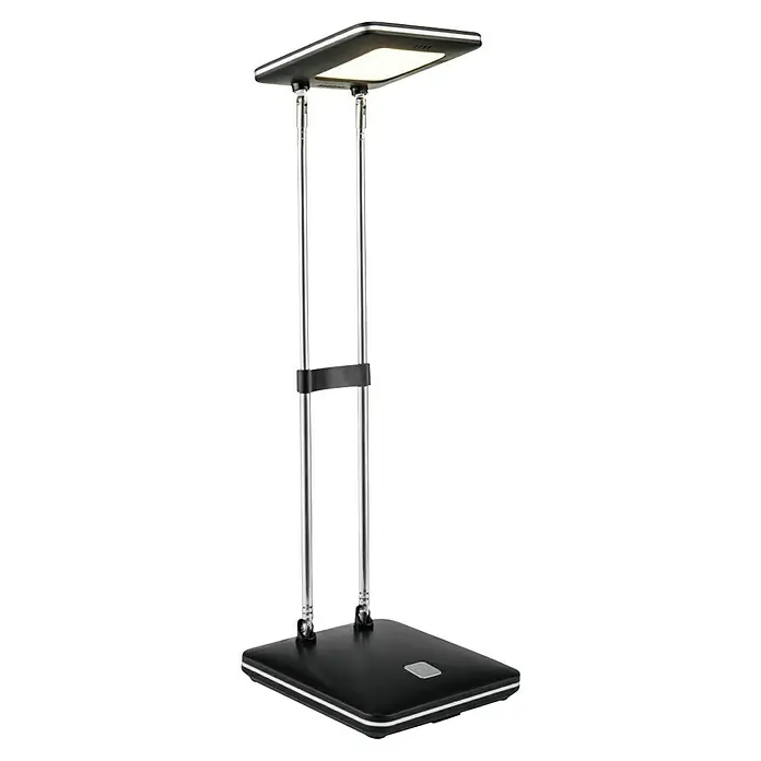 LED-Tischleuchte Check - 2,5 W, L x B x H: 10,5 x 10,5 x 31,5 cm, Schwarz, Warmweiß - Elegante LED-Tischleuchte in Schwarz und Silber. Modernes Design für Schreibtisch oder Nachttisch mit heller Beleuchtung.