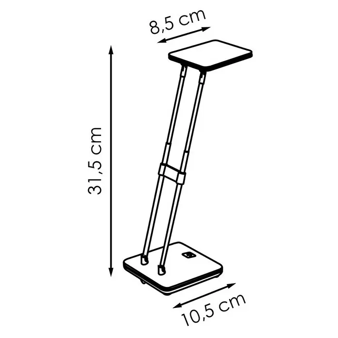 LED-Tischleuchte Check - 2,5 W, L x B x H: 10,5 x 10,5 x 31,5 cm, Weiß, Warmweiß - Abbildung einer Schreibtischleuchte mit LED-Beleuchtung und verstellbarem Arm in Schwarz. Die Leuchte hat eine Höhe von 31,5 cm und einen quadratischen Sockel.
