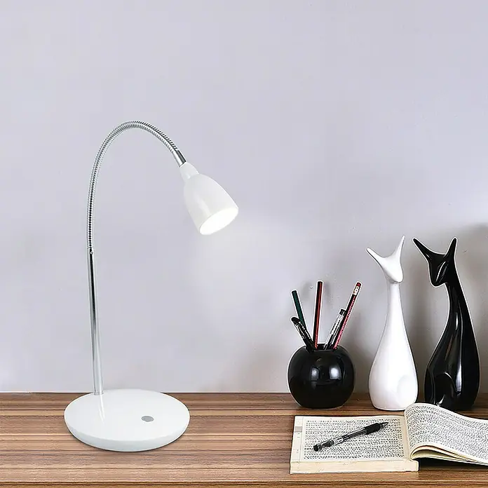 LED-Tischleuchte Flexy - 2,5 W, L x B x H: 16 x 16 x 41,5 cm, Weiß, Warmweiß - Schreibtischlampe mit flexiblem Hals, ideal zum Lesen und Arbeiten. Das Licht ist hell und fokussiert für optimale Ausleuchtung.