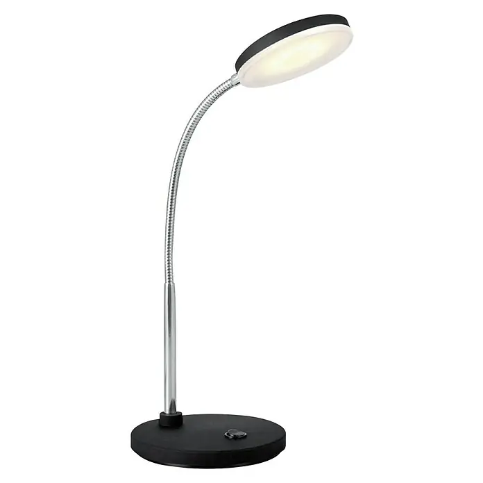 LED-Tischleuchte Polly - 5,5 W, L x B x H: 14 x 14 x 28 cm, Schwarz, Warmweiß - Elegante LED-Schreibtischlampe mit flexiblem Hals und runder Basis für eine optimale Beleuchtung.