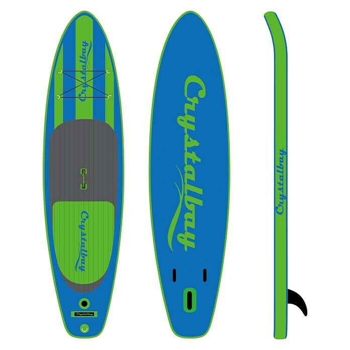 Crystalbay SUP-Board 285 StripesL x B x H: 285 x 71 x 12 cm, Nutzlast: 90 kg, Aufblasbar, Blau/Grau/Grün Front View