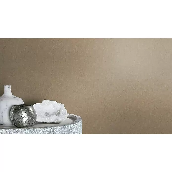 Rasch Factory 4 Vliestapete - Gold/Braun, Uni, 10,05 x 0,53 m - Stimmungsaufnahme
