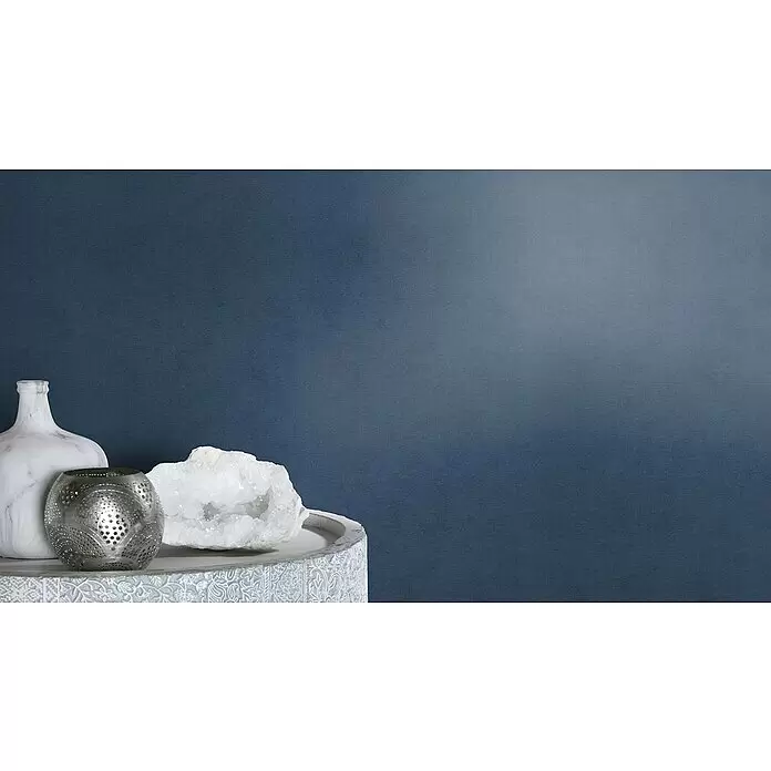 Rasch Kimono Vliestapete - Blau, Uni, 10,05 x 0,53 m - Stimmungsaufnahme