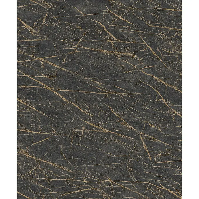 Rasch Factory 4 Vliestapete Marmor - Schwarz, Steinoptik, 10,05 x 0,53 m - Dunkle Marmorplatte mit goldenen Adern, ideal für elegante Oberflächen und stilvolle Akzente im Innenbereich. Hochwertige Optik für jedes Design.