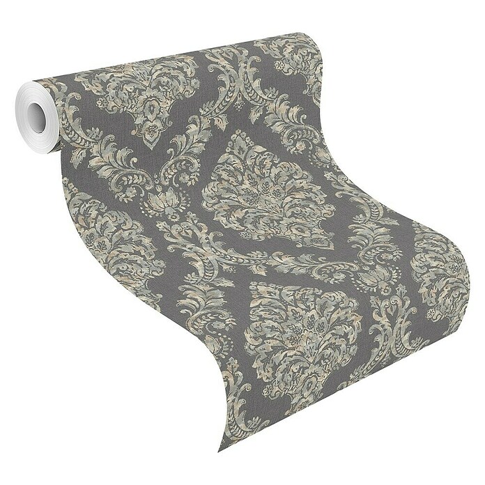 Rasch Saphira Vliestapete Rokoko-Ornament (Dunkelgrau, Ornament, 10,05 x 0,53 m) | BAUHAUS