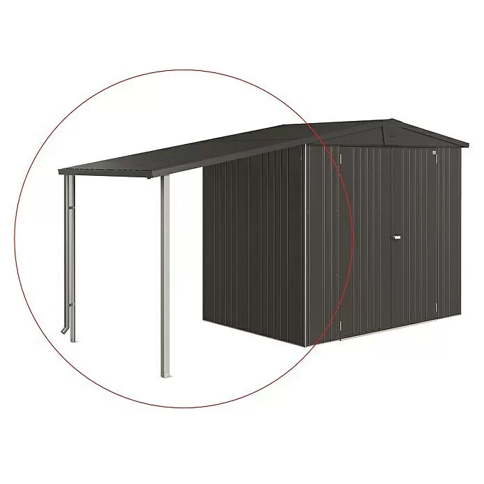 Biohort Europa Seitendach - L x B: 1,56 x 1,5 m, Stahl, Dunkelgrau Metallic - Diagonale Ansicht