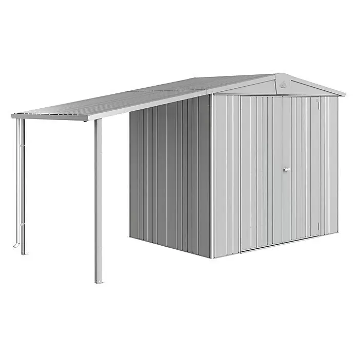 Biohort Europa Seitendach - L x B: 1,56 x 1,5 m, Stahl, Silber Metallic - Diagonale Ansicht
