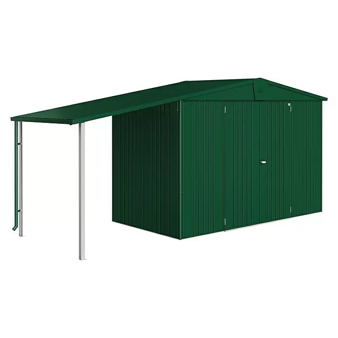 Biohort Europa Seitendach - L x B: 1,56 x 1,5 m, Stahl, Dunkelgrün - Diagonale Ansicht