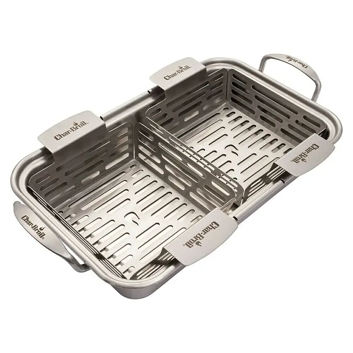 Char-Broil Grillkorb Grill+ - Edelstahl, L x B x H: 16,3 x 24,9 x 5,5 cm - Char-Broil Grillkorb aus Edelstahl mit Trennwand, ideal für Gemüse oder kleine Speisen auf dem Grill. Praktisch mit Griffen.