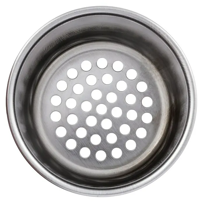 Char-Broil Flaschenhalter - Edelstahl - Bild eines Metallsiebs mit Löchern, ideal zum Abseihen von Flüssigkeiten in der Küche. Praktisches Küchenzubehör für Hobbyköche.