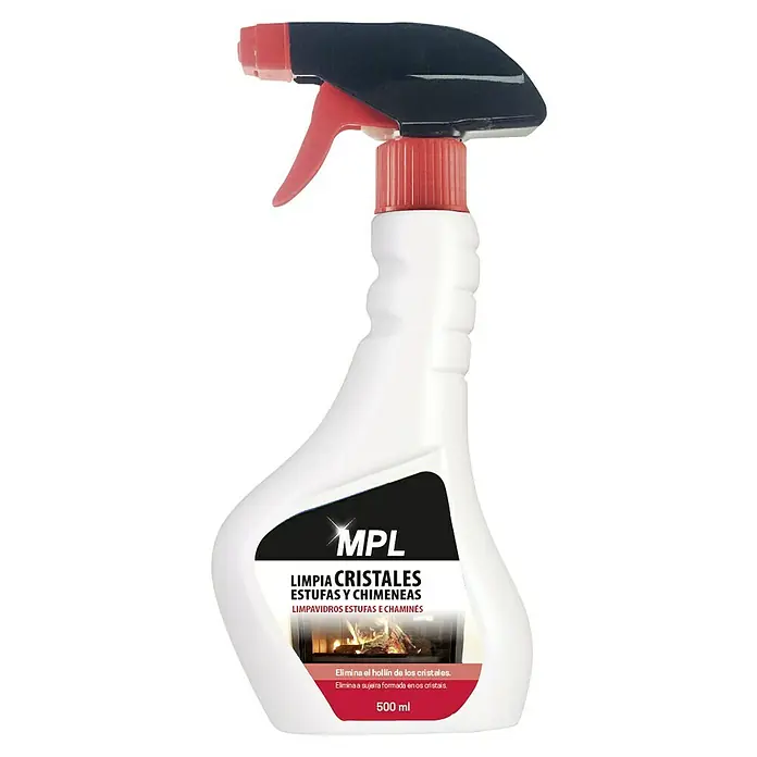 MPL Limpiador de estufas y chimeneas - 500 ml, Botella con cabezal rociable - Limpiacristales MPL para estufas y chimeneas, botella de 500 ml con pulverizador para una limpieza eficaz.
