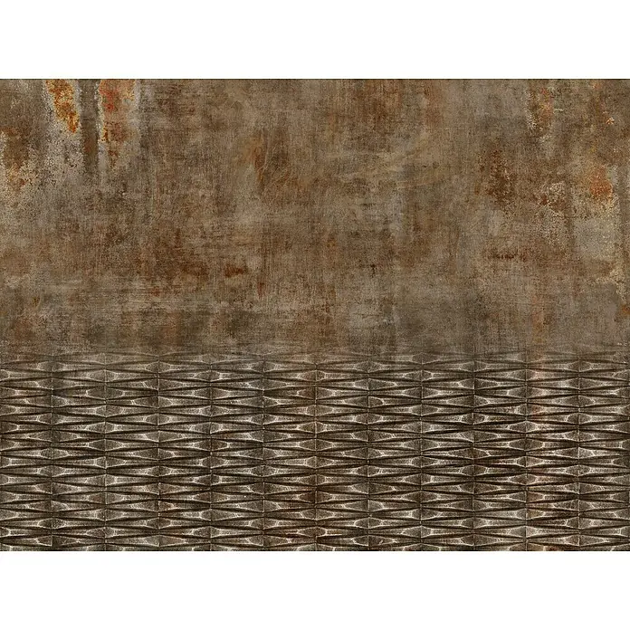 Rasch Factory 4 Fototapete Digitaldruck I - 400 x 300 cm, Betonbraun - Bild eines strukturierten Paneels in Rostoptik, ideal für Akzentwände und moderne Innenarchitektur.