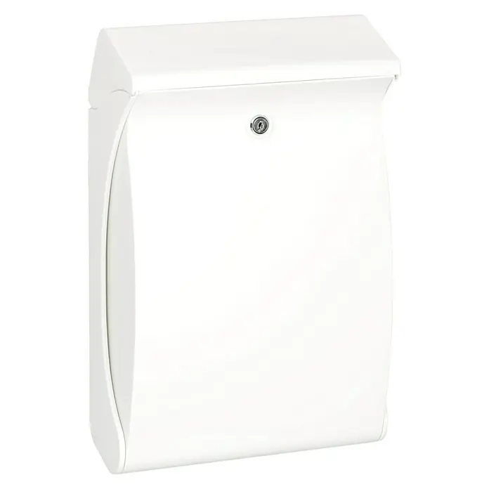 Burg-Wächter Buzón de pared Swing 4905 - L x An x Al: 27,1 x 12,9 x 41,9 cm, Blanco, Plástico - Un buzón blanco y moderno con cerradura para uso exterior, que mantiene el correo seguro y seco.
