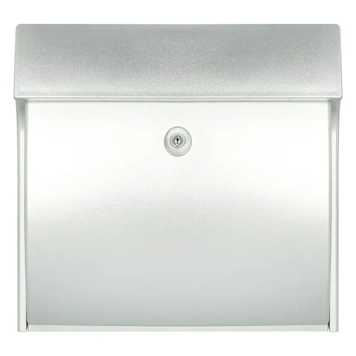 Burg-Wächter Buzón de pared Classico - L x An x Al: 38,4 x 14,5 x 37,5 cm, Plateado, Plástico, Parada de apertura - Un buzón de correo color plateado con una cerradura en el centro. Práctico y seguro para tu correo.