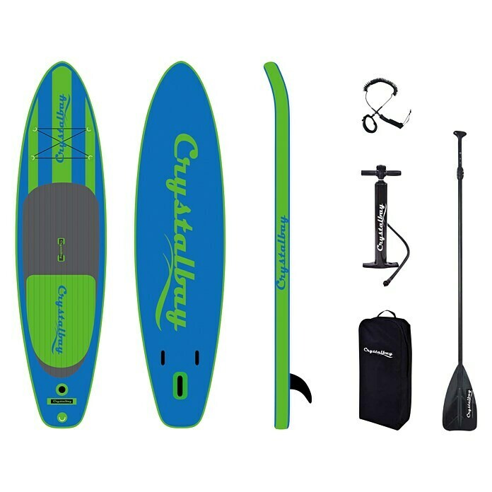 Crystalbay SUP-Board 285 StripesL x B x H: 285 x 71 x 12 cm, Nutzlast: 90 kg, Aufblasbar, Blau/Grau/Grün Top View