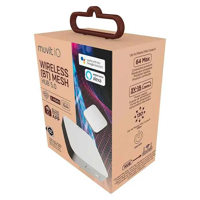 Muvit iO Amplificador señal WLAN Mesh Hub - Blanco - Imagen del Muvit iO Wireless (BT) Mesh Hub 5.0, que ofrece una solución de red inalámbrica fiable y ampliable.