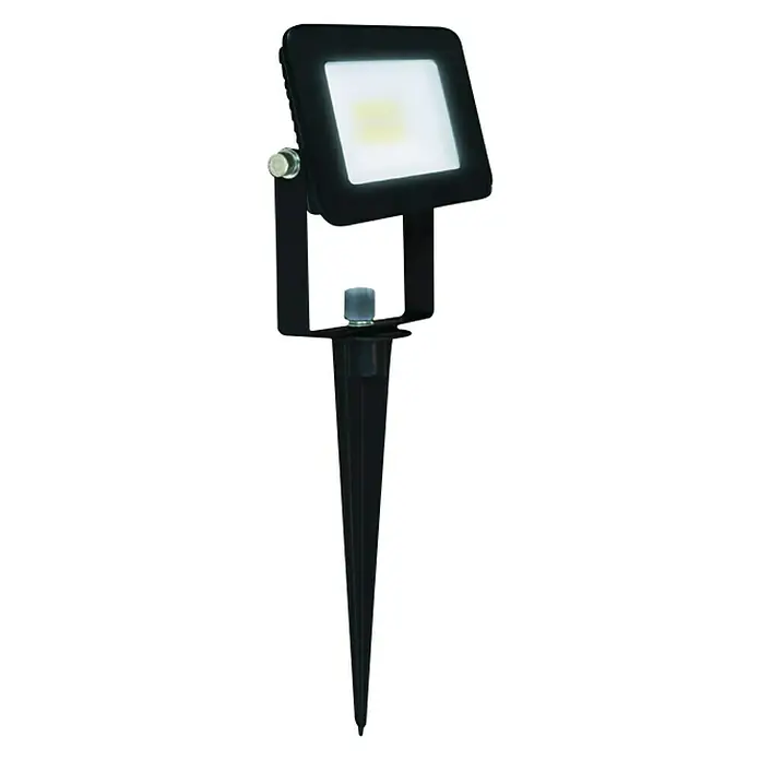 Muvit iO Foco de jardín LED - 20 W, Negro, IP65, LED - Foco LED de jardín negro con estaca de tierra. Ideal para iluminar jardines, caminos y terrazas. Robusto y duradero.