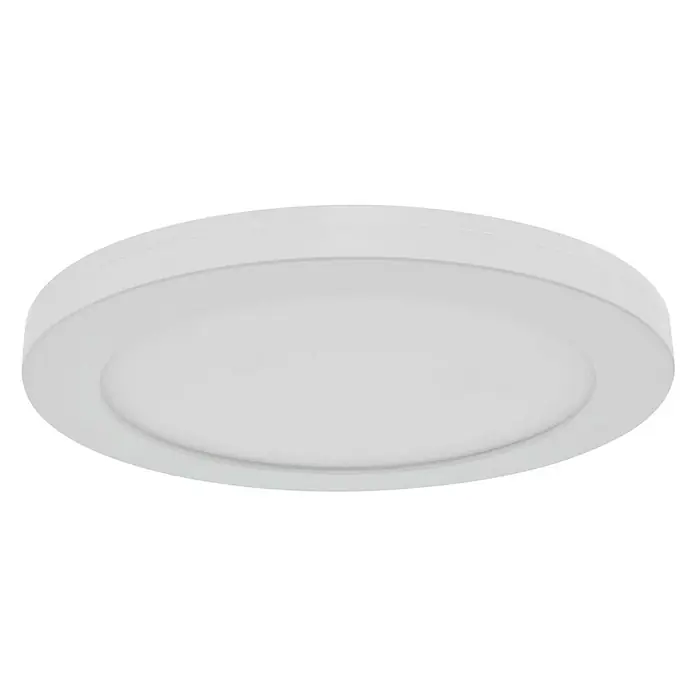 Muvit Plafón LED redondo WIFI - 30 W, Blanco - Primer plano de una lámpara de techo redonda, plana y blanca. El diseño simple proporciona iluminación moderna para cualquier habitación.