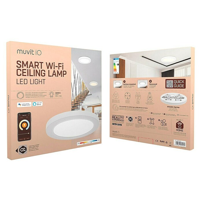 Muvit Plafón LED redondo WIFI (30 W, Blanco) | BAUHAUS