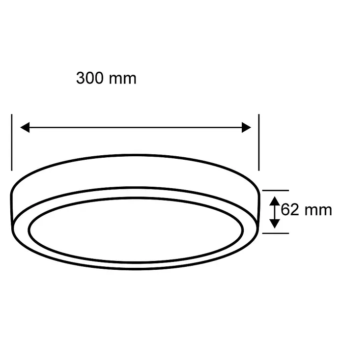 Paulmann LED-Deckenleuchte rund Aviar - 20 W, Ø x H: 300 mm x 6,2 cm, Chrom - Abbildung eines runden LED Deckenleuchte mit den Maßen 300 mm Durchmesser und 62 mm Höhe für den Innenbereich.