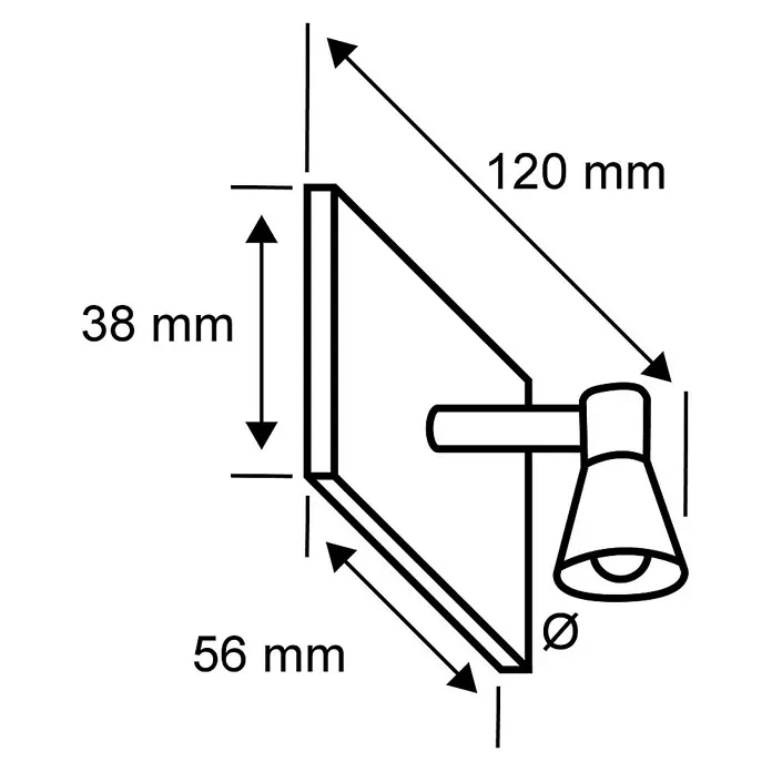 Paulmann Aplique para espejo Mintaka - 20 W, L x An x Al: 12 x 5,6 x 3,8 cm, Cromo - Imagen de una lámpara de pared LED con dimensiones de 38 mm, 56 mm y 120 mm, una solución de iluminación elegante y que ahorra espacio.
