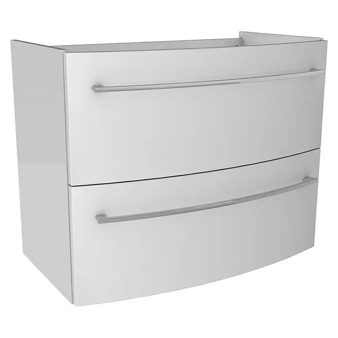 Camargue Swing Badmöbel-Set SW820W - Gesamtbreite Badmöbel: 80 cm, Weiß, Hochglänzend, 3 -tlg. - Modernes, weißes Badezimmer-Unterschrank-Element mit zwei Schubladen und eleganten Griffen. Ideal für stilvolle Badezimmergestaltung.