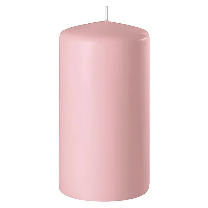 Stumpenkerze Safe - Ø x H: 6 x 10 cm, Antikrosa - Nahaufnahme einer rosa Stumpenkerze mit weißem Docht, perfekt für eine gemütliche Atmosphäre.