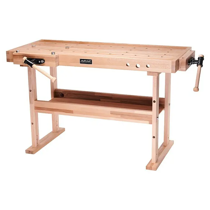 Ramia Hobelbank Diamond 1500 - L x B: 150 x 76 cm, Arbeitshöhe: 85 cm, Holz - Werkbank aus Holz mit Spannstock und Ablagefläche für Werkzeuge und Materialien.