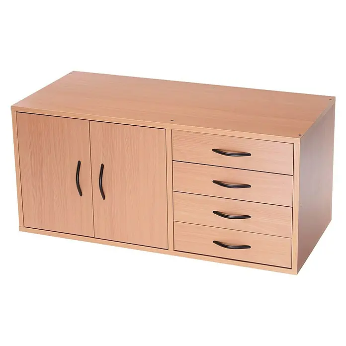 Ramia Werkbank-Unterschrank Hobby II - Anzahl Türen: 2 Stk. - Ein Holzschrank mit zwei Türen und vier Schubladen, ideal für die Aufbewahrung. Elegantes Möbelstück für Büro oder Zuhause.