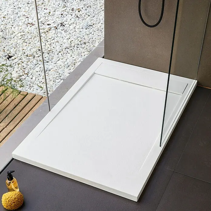 Camargue Manhattan Duschwanne - L x B: 160 x 80 cm, Weiß - Ein weißer Duschboden mit niedrigem Profil, der modernes Design und Funktionalität in jedem Badezimmer vereint.