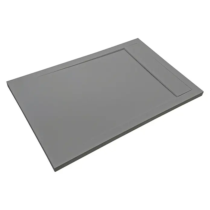 Camargue Manhattan Duschwanne - L x B: 120 x 90 cm, Grau - Graue Duschwanne mit rechteckiger Form und erhöhter Ablagefläche, ideal für moderne Badezimmerdesigns.
