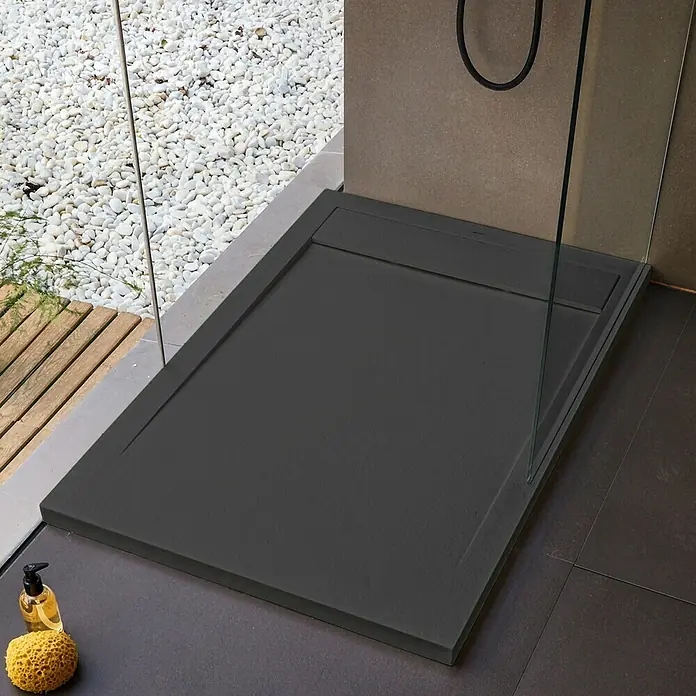 Camargue Manhattan Duschwanne - L x B: 120 x 90 cm, Schwarz - Elegante, dunkle Duschwanne mit minimalistischem Design und hochwertiger Verarbeitung. Ideal für moderne Badezimmer und ebenerdige Duschen.