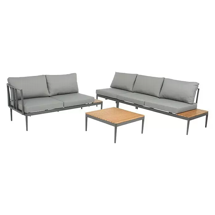 Acamp Loungemöbel-Set Paros - 4 -tlg., Akazie, Anthrazit, Braun, Silbergrau - Vorderansicht