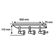 Paulmann Foco de una luz (3 × 10 W, Blanco/Cromado, L x An x Al: 7 x 60 x 11 cm, 3 luces)