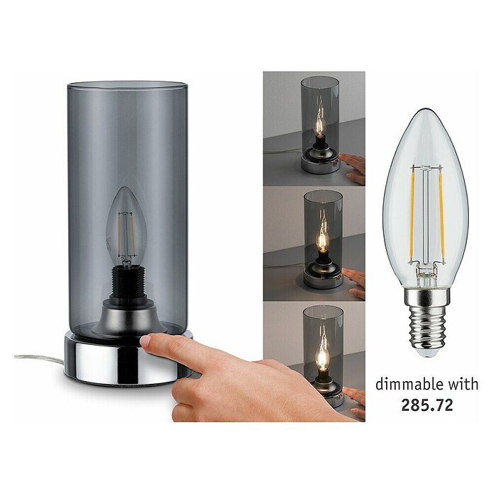 Paulmann Lámpara de sobremesa (20 W, Humo, Altura: 24,4 cm)