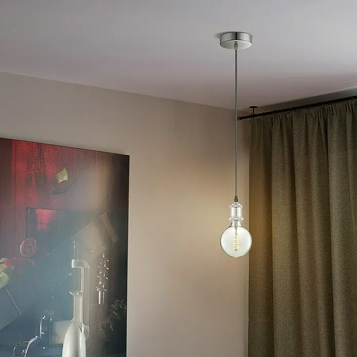 Home Sweet Home Lampenbaldachin - 1-fach, Stahl, Metall, 11 cm - Elegante Pendelleuchte mit einer runden Glühbirne, die ein warmes Licht verbreitet und eine gemütliche Atmosphäre im Raum schafft.