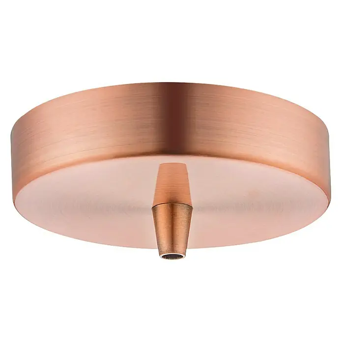 Home Sweet Home Lampenbaldachin - 1-fach, Kupfer, Metall, 11 cm - Nahaufnahme einer Deckenleuchte aus gebürstetem Kupfer mit zylindrischem Baldachin und mittigem Befestigungselement.