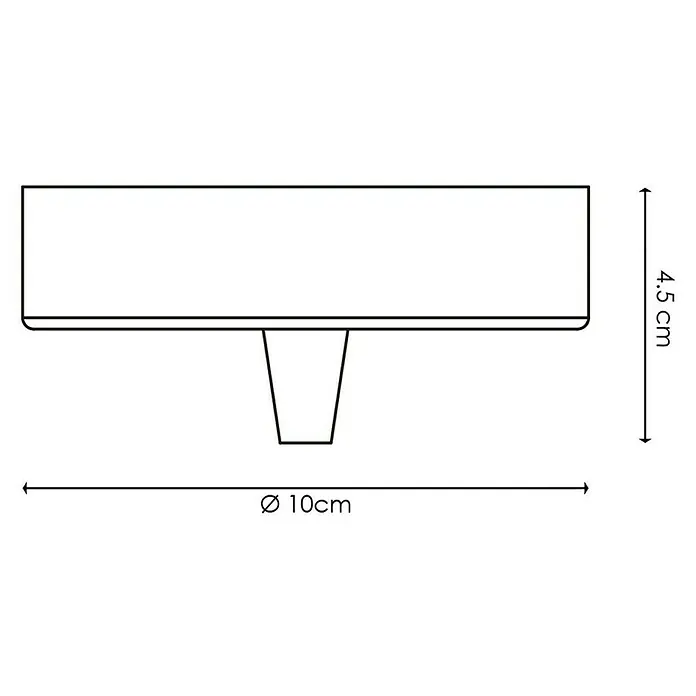 Home Sweet Home Lampenbaldachin - 1-fach, Beton, Metall, 11 cm - Produktzeichnung eines runden Möbelknopfs mit den Maßen 10 cm Durchmesser und 4,5 cm Höhe.
