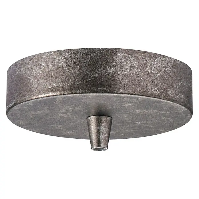 Home Sweet Home Lampenbaldachin - 1-fach, Gun Metal, Metall, 11 cm - Nahaufnahme einer Deckenleuchte aus Metall mit rustikaler Oberfläche.