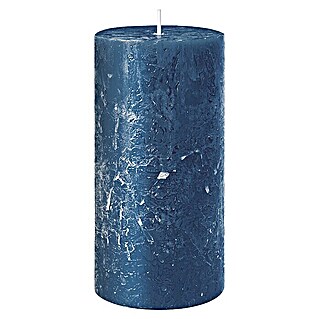 Stumpenkerze Rustic Safe (Ø x H: 8 x 14 cm, Nachtblau)