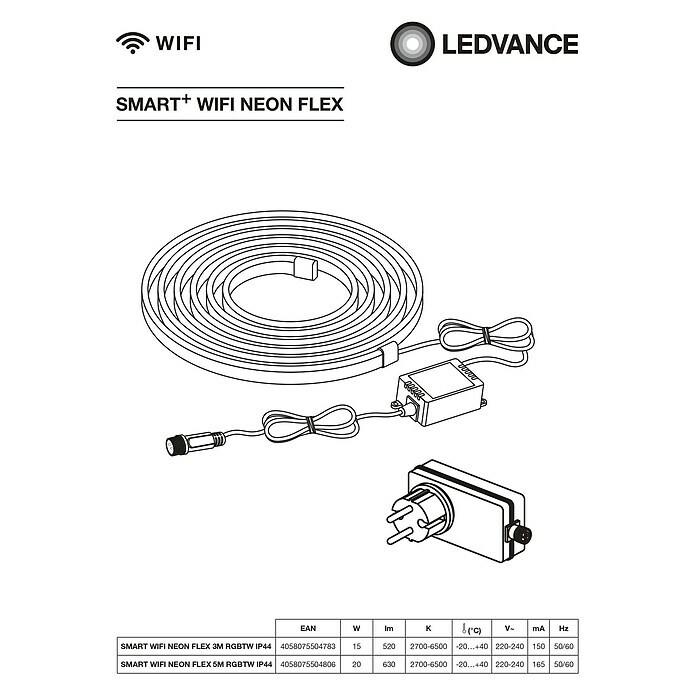 Ledvance Smart+ WiFi Smart-LED-Band NeonLänge: 5 m, RGBW, IP44 Unknown