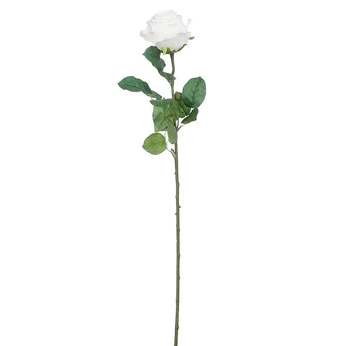 Kunstblume Rose - Höhe: 69 cm, Cremeweiß, Kunststoff - Detailaufnahme