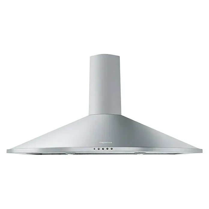 Mepamsa Campana de pared Tender H - Ancho: 70 cm, Máx. Potencia del ventilador en modo extracción: 620 m³/h, Acero inoxidable - Campana extractora de acero inoxidable con chimenea cilíndrica y botones de control.